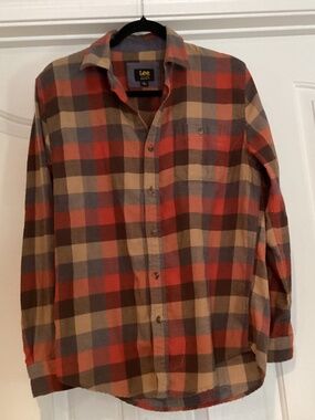 Lee Women Plaid Shirt, Size Small, Color Brown Multi Color Preown